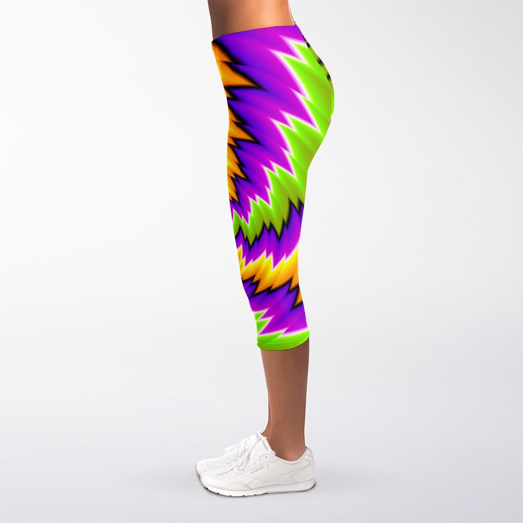 Dizzy Vortex Moving Optical Illusion Women's Capri Leggings