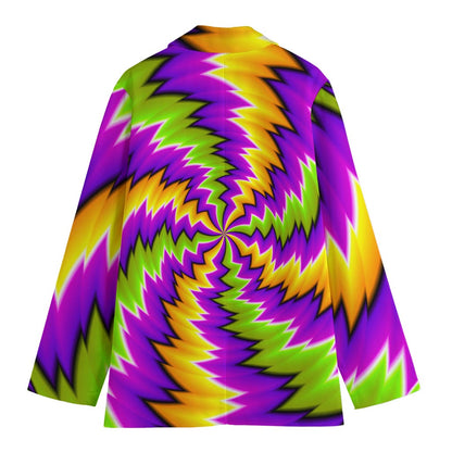 Dizzy Vortex Moving Optical Illusion Women's Cotton Blazer