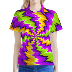 Dizzy Vortex Moving Optical Illusion Women's Polo Shirt