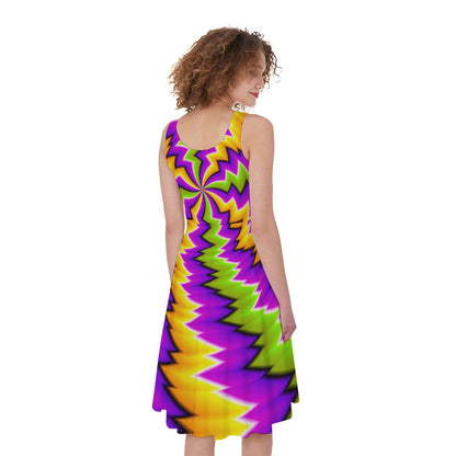 Dizzy Vortex Moving Optical Illusion Women's Sleeveless Dress