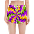 Dizzy Vortex Moving Optical Illusion Women's Split Running Shorts