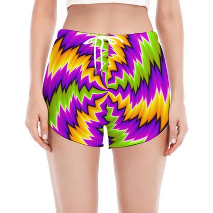 Dizzy Vortex Moving Optical Illusion Women's Split Running Shorts