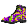 Dizzy Vortex Moving Optical Illusion Padded Collar Lace Up Boots