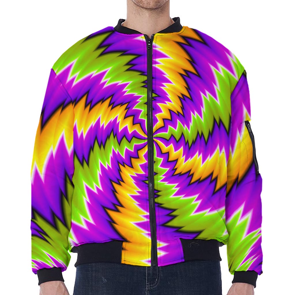 Dizzy Vortex Moving Optical Illusion Zip Sleeve Bomber Jacket