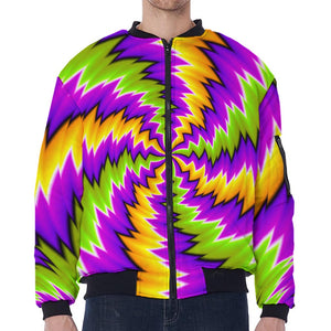 Dizzy Vortex Moving Optical Illusion Zip Sleeve Bomber Jacket