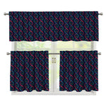 DNA Helix Pattern Print 3 Piece Kitchen Curtains