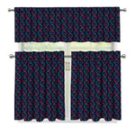 DNA Helix Pattern Print 3 Piece Kitchen Curtains