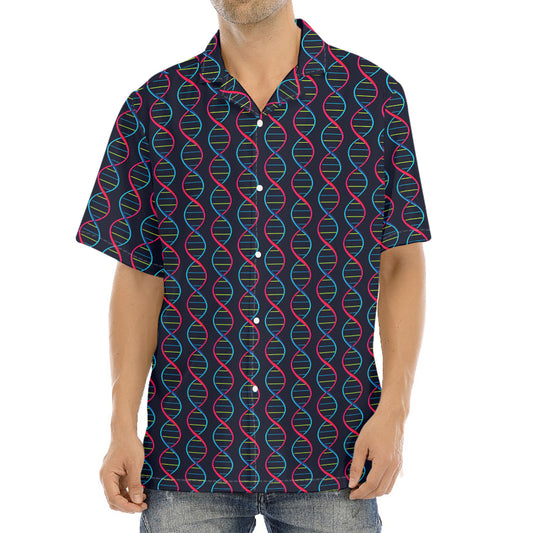 DNA Helix Pattern Print Aloha Shirt