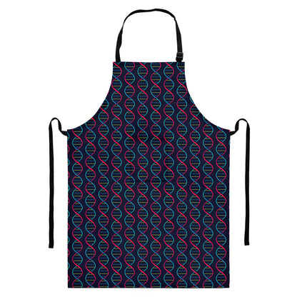 DNA Helix Pattern Print Bib Apron With Pocket