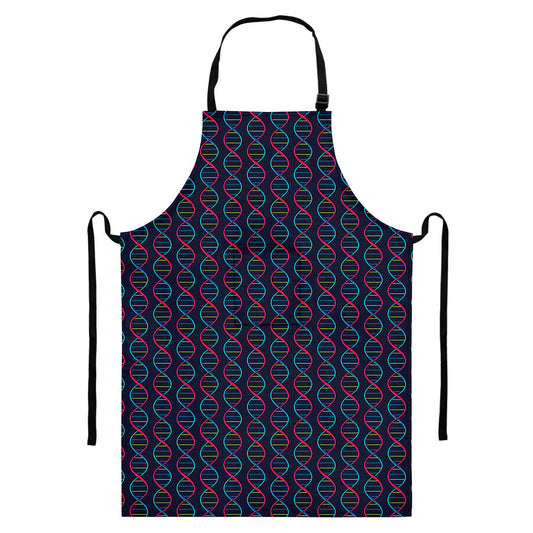 DNA Helix Pattern Print Bib Apron With Pocket