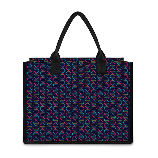 DNA Helix Pattern Print Canvas Tote Bag