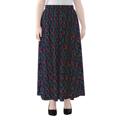 DNA Helix Pattern Print Chiffon Maxi Skirt