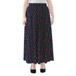 DNA Helix Pattern Print Chiffon Maxi Skirt