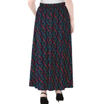 DNA Helix Pattern Print Chiffon Maxi Skirt