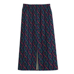 DNA Helix Pattern Print Cotton Front Slit Maxi Skirt
