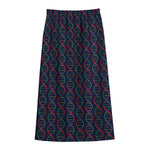 DNA Helix Pattern Print Cotton Front Slit Maxi Skirt