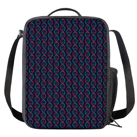 DNA Helix Pattern Print Crossbody Lunch Bag