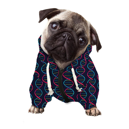 DNA Helix Pattern Print Dog Zip Up Hoodie