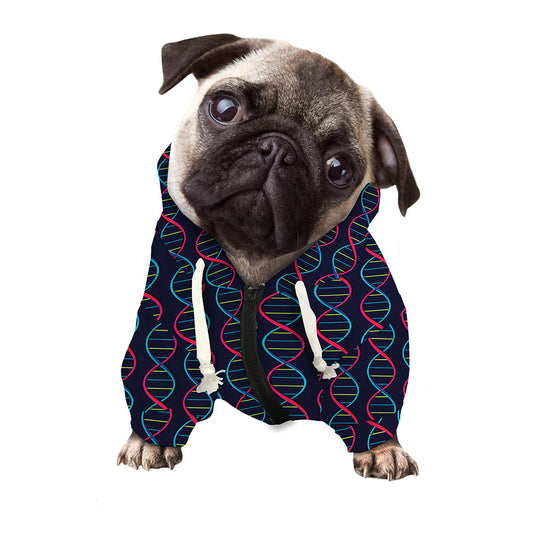 DNA Helix Pattern Print Dog Zip Up Hoodie