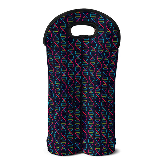 DNA Helix Pattern Print Double Neoprene Wine Tote