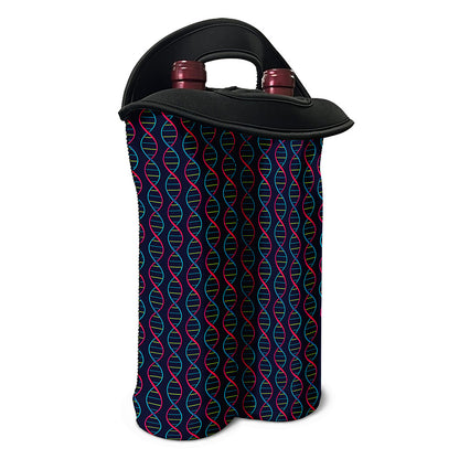 DNA Helix Pattern Print Double Neoprene Wine Tote