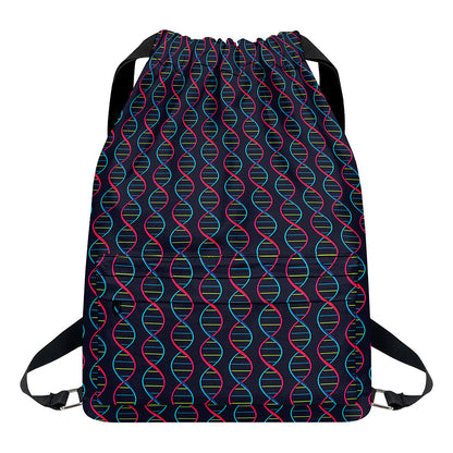 DNA Helix Pattern Print Drawstring Backpack