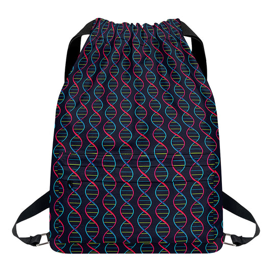 DNA Helix Pattern Print Drawstring Backpack
