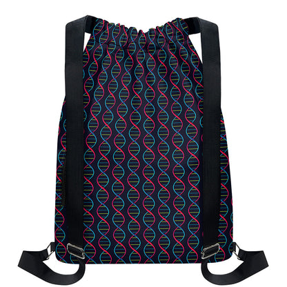 DNA Helix Pattern Print Drawstring Backpack