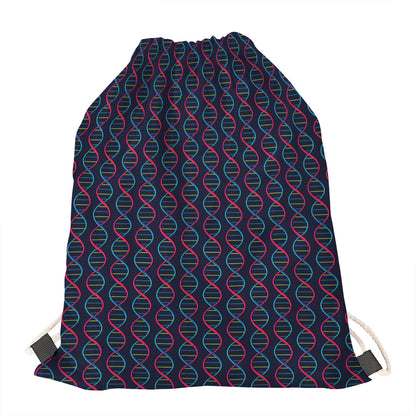DNA Helix Pattern Print Drawstring Bag