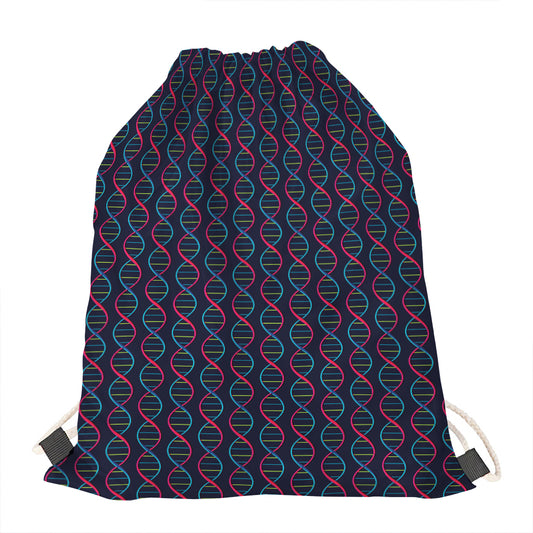 DNA Helix Pattern Print Drawstring Bag