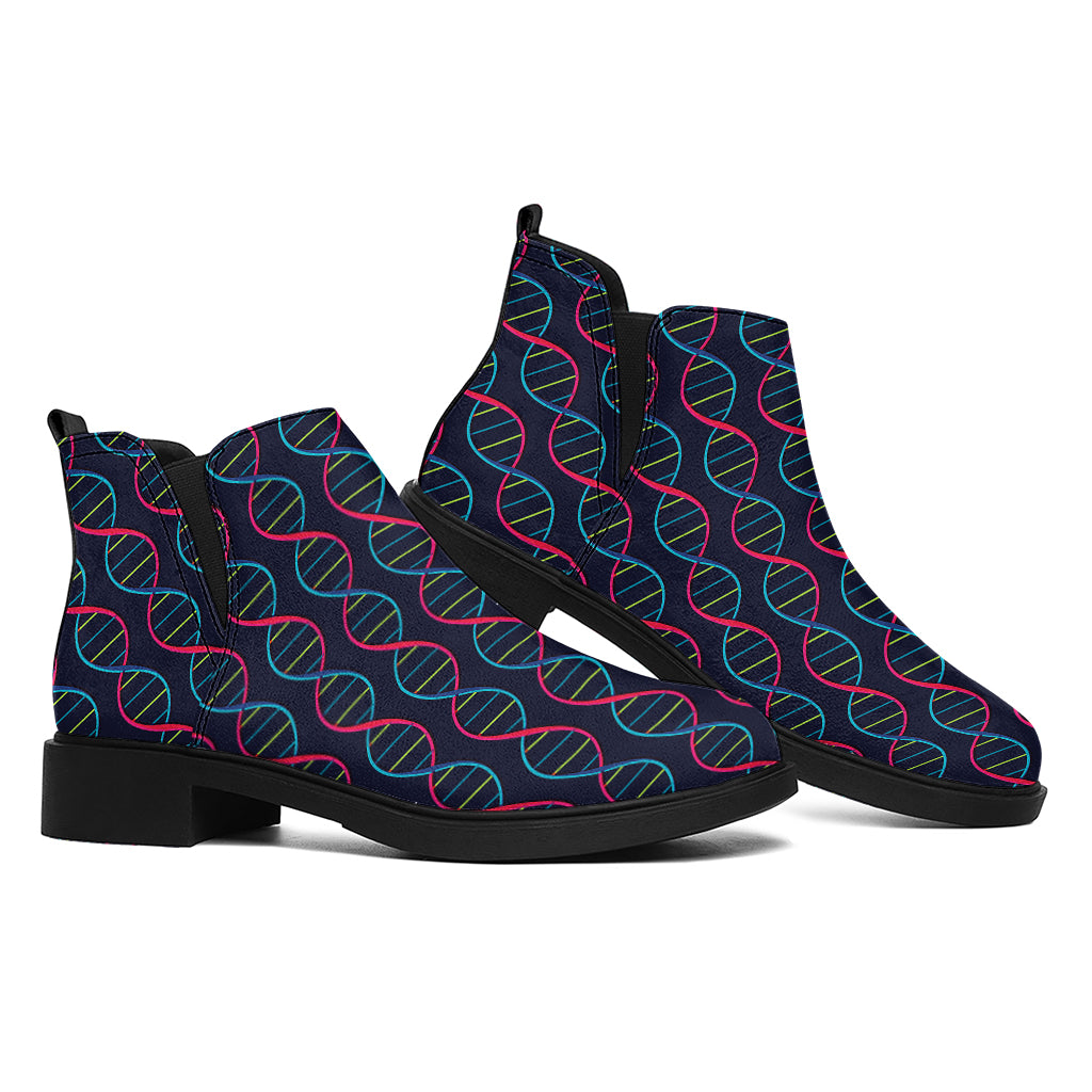 DNA Helix Pattern Print Flat Ankle Boots