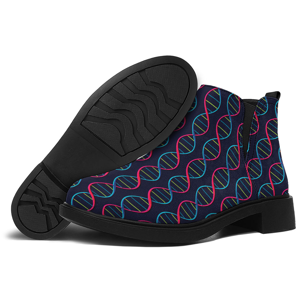DNA Helix Pattern Print Flat Ankle Boots
