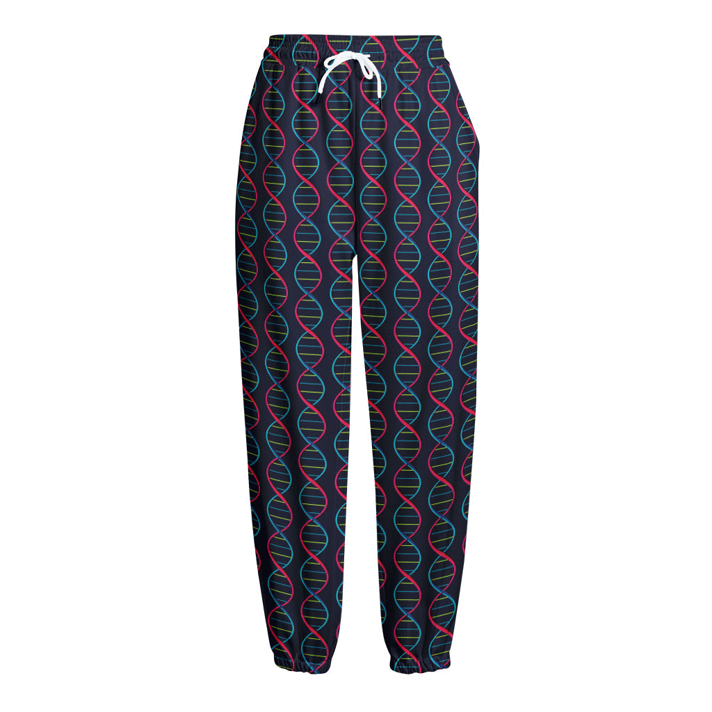 DNA Helix Pattern Print Fleece Lined Knit Pants