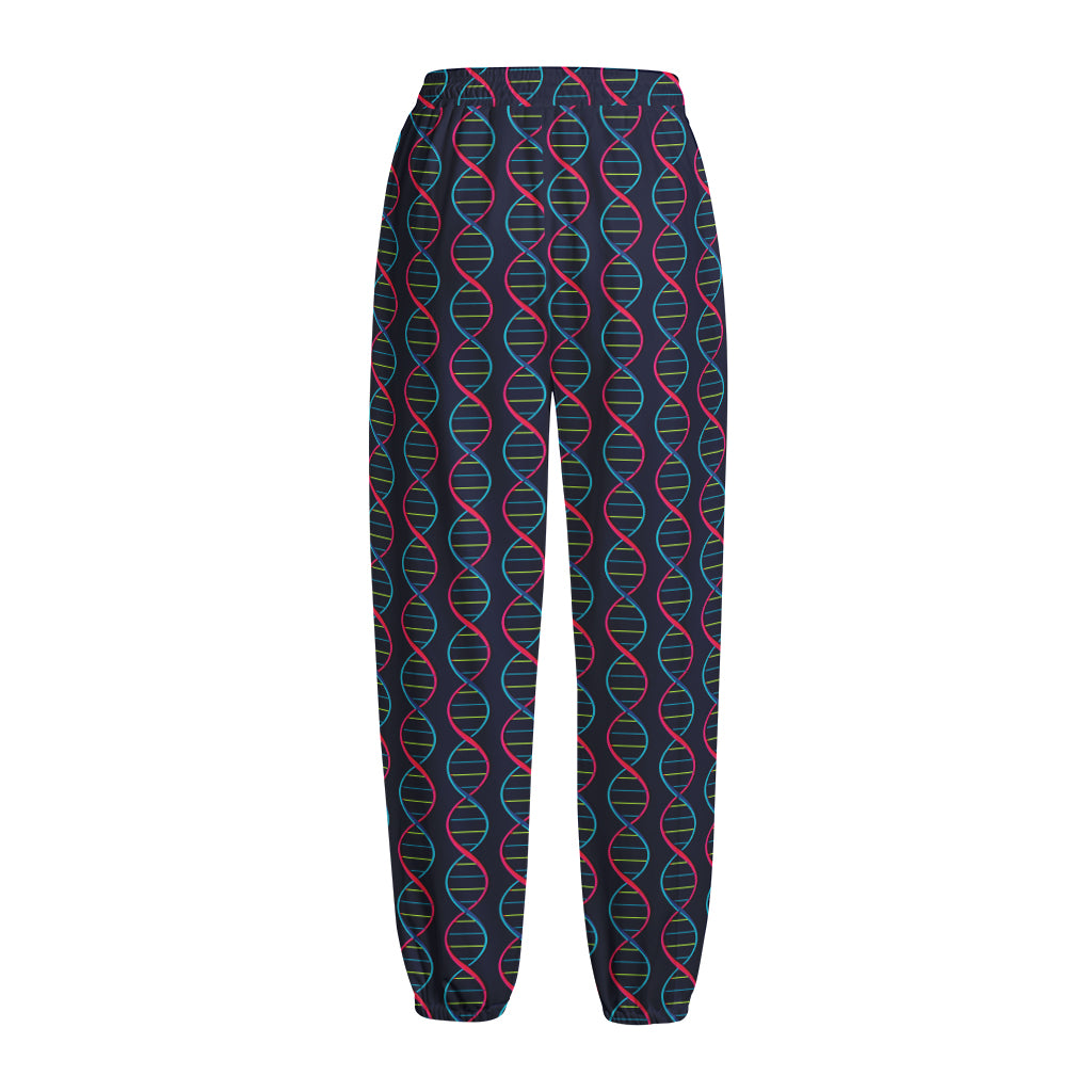 DNA Helix Pattern Print Fleece Lined Knit Pants