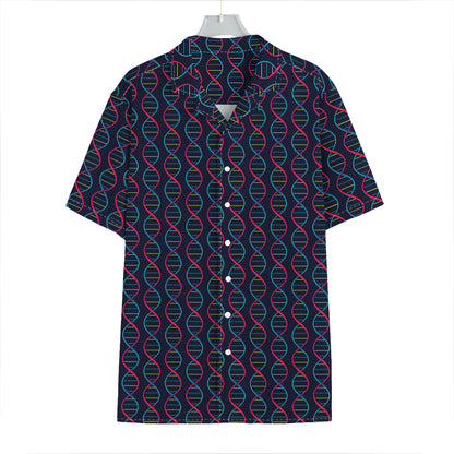 DNA Helix Pattern Print Hawaiian Shirt