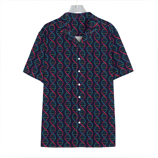 DNA Helix Pattern Print Hawaiian Shirt