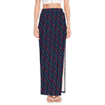 DNA Helix Pattern Print High Slit Maxi Skirt