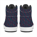 DNA Helix Pattern Print High Top Leather Sneakers