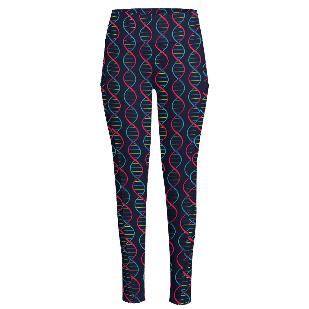 DNA Helix Pattern Print High-Waisted Pocket Leggings