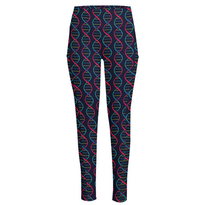 DNA Helix Pattern Print High-Waisted Pocket Leggings