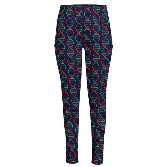 DNA Helix Pattern Print High-Waisted Pocket Leggings