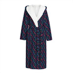 DNA Helix Pattern Print Hooded Bathrobe