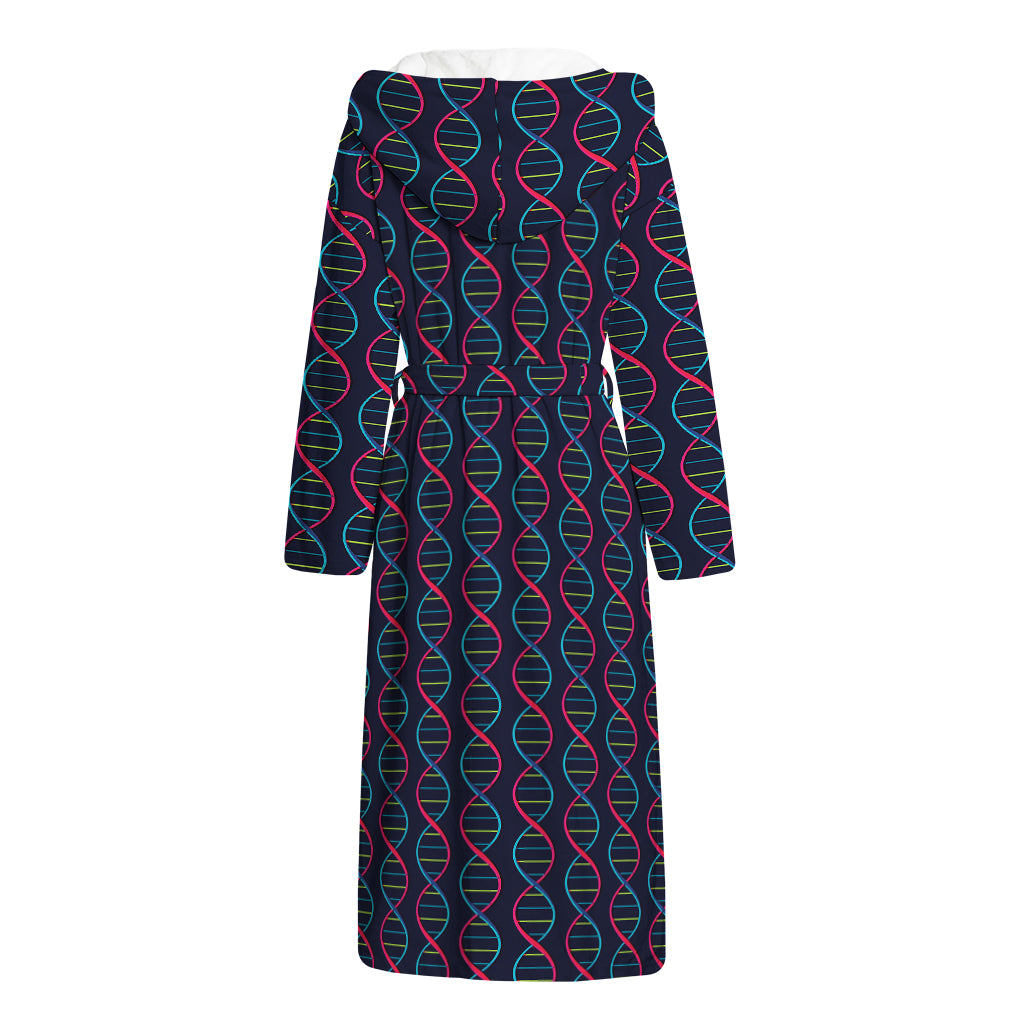 DNA Helix Pattern Print Hooded Bathrobe