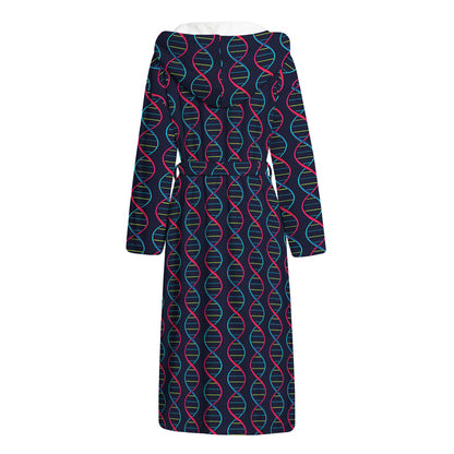 DNA Helix Pattern Print Hooded Bathrobe