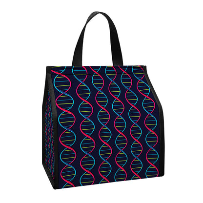 DNA Helix Pattern Print Insulated Lunch Tote