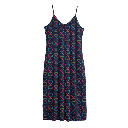 DNA Helix Pattern Print Jersey Midi Cami Dress