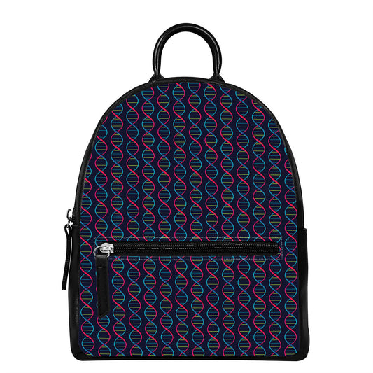DNA Helix Pattern Print Leather Backpack