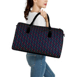 DNA Helix Pattern Print Leather Duffle Bag