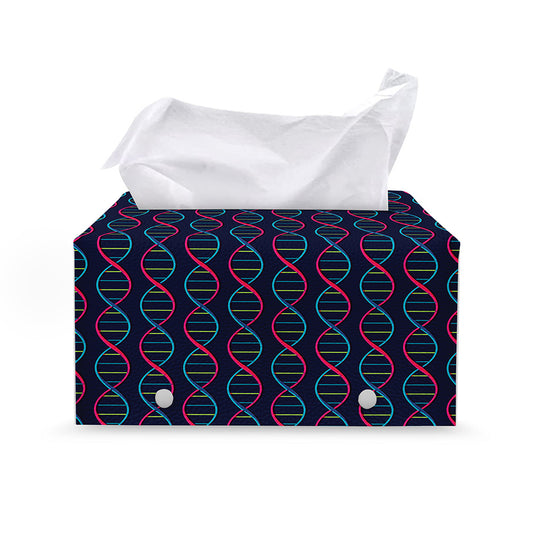 DNA Helix Pattern Print Leather Tissue Box Cover