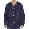 DNA Helix Pattern Print Long Sleeve Baseball Jersey